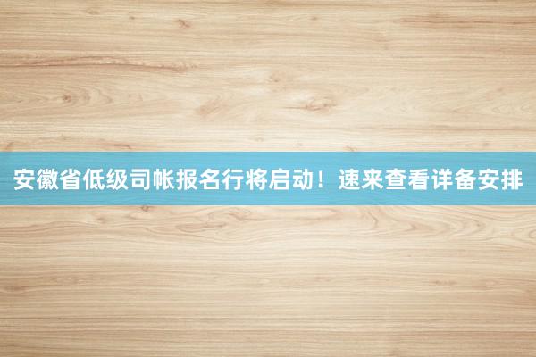 安徽省低级司帐报名行将启动！速来查看详备安排
